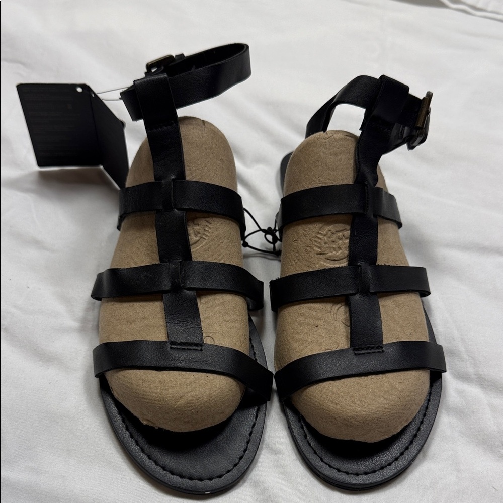Forever 21 Elegant Black Strappy Sandals size 9 women sit high on ankle - Picture 2 of 12